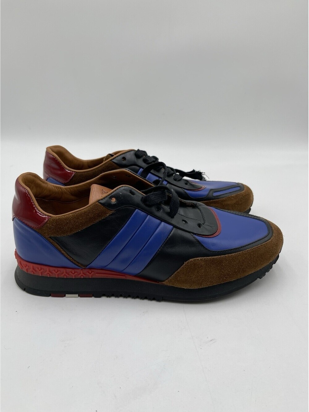 Men’s Bally Ascar leather runner sneakers blue, black, and brown Size 6.5 US